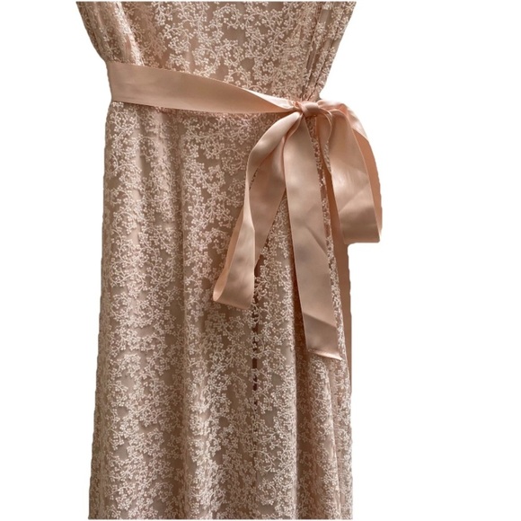 TAHARI Arthur S. Levine A-Line Lace Overlay Dress Blush Shimmer Floral Size 10P - Picture 6 of 14
